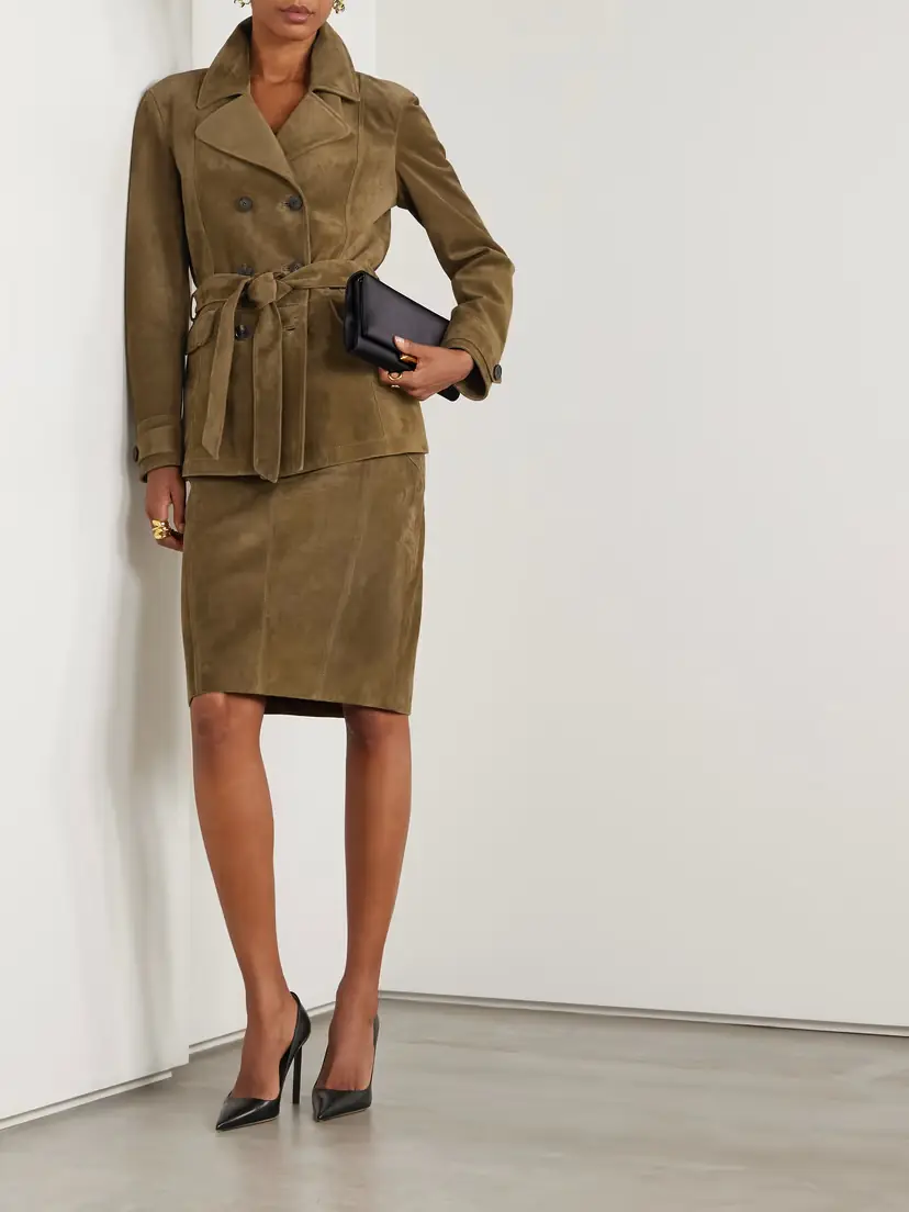Tom Ford Belted Suede Skirt | Thumbnail 2