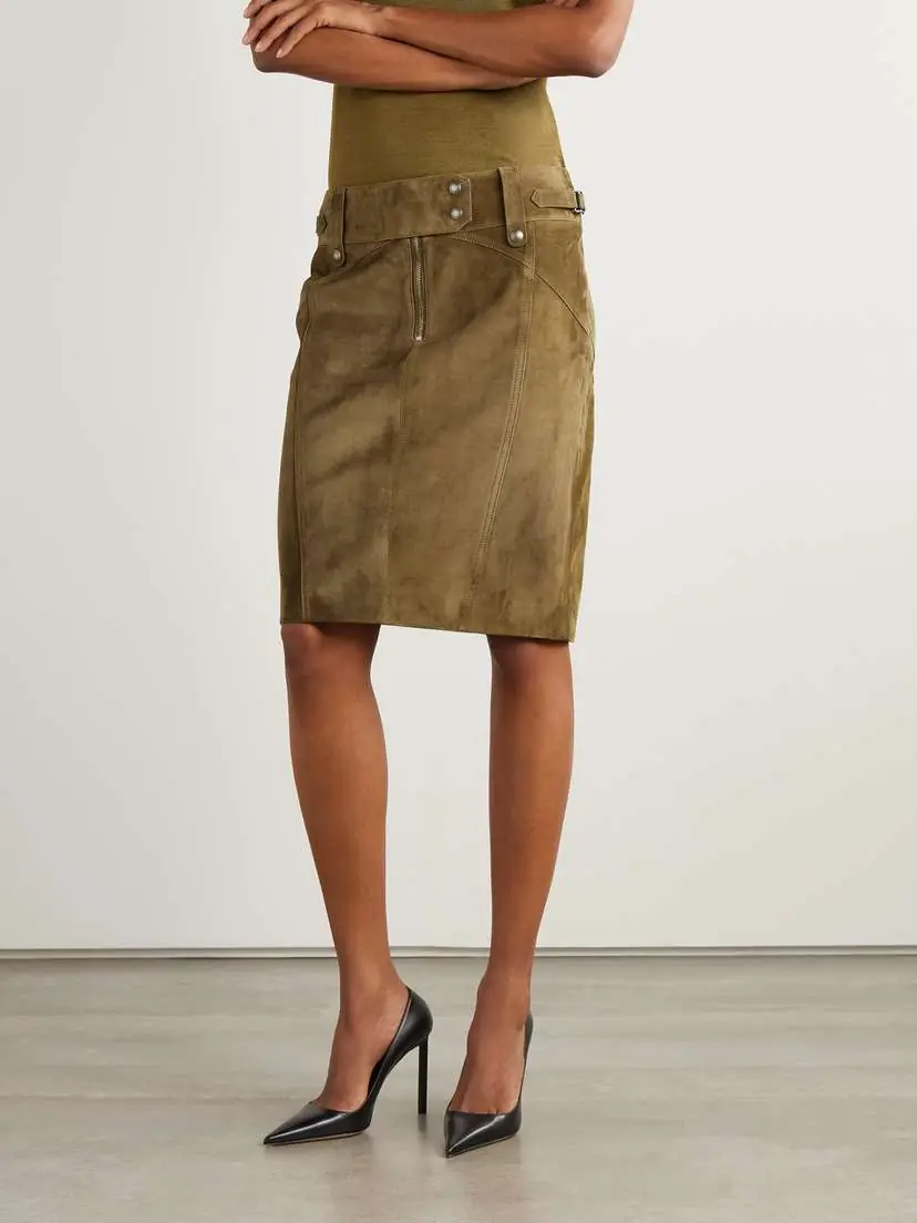 Tom Ford Belted Suede Skirt | Thumbnail 3