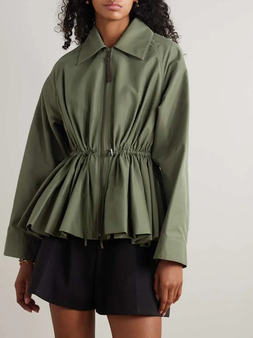 Loewe Leather-trimmed Cotton-blend Peplum Jacket | Thumbnail 3 Loewe Leather-trimmed Cotton-blend Peplum Jacket | Thumbnail 3