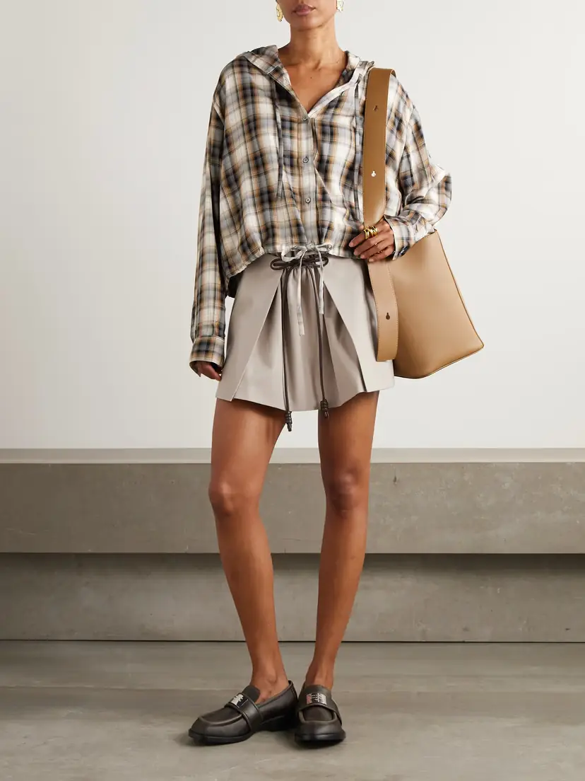 Loewe Leather-trimmed Layered Cotton And Silk-blend Mini Skirt | Thumbnail 2