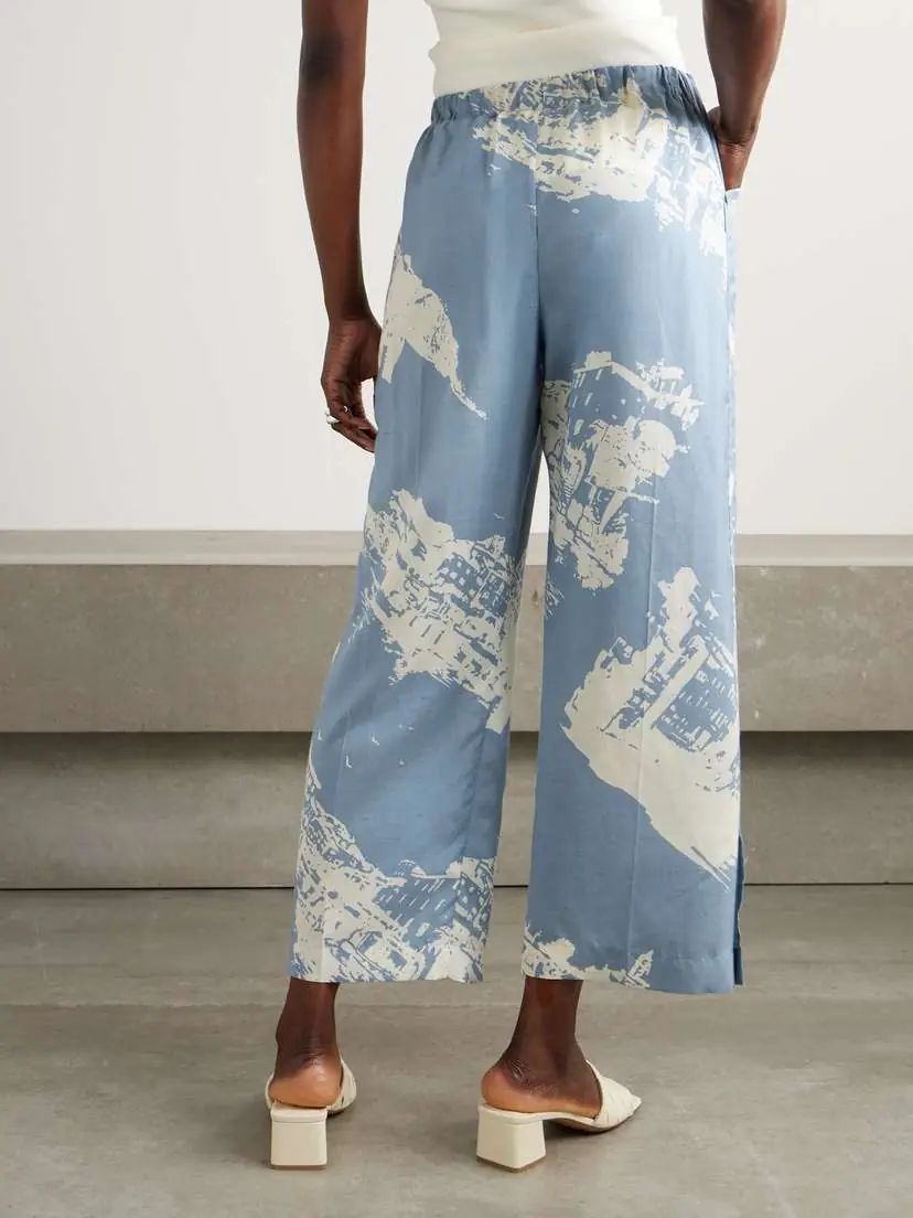 Bottega Veneta Printed Silk And Cotton-blend Shantung Wide-leg Pants | Thumbnail 4 Bottega Veneta Printed Silk And Cotton-blend Shantung Wide-leg Pants | Thumbnail 4