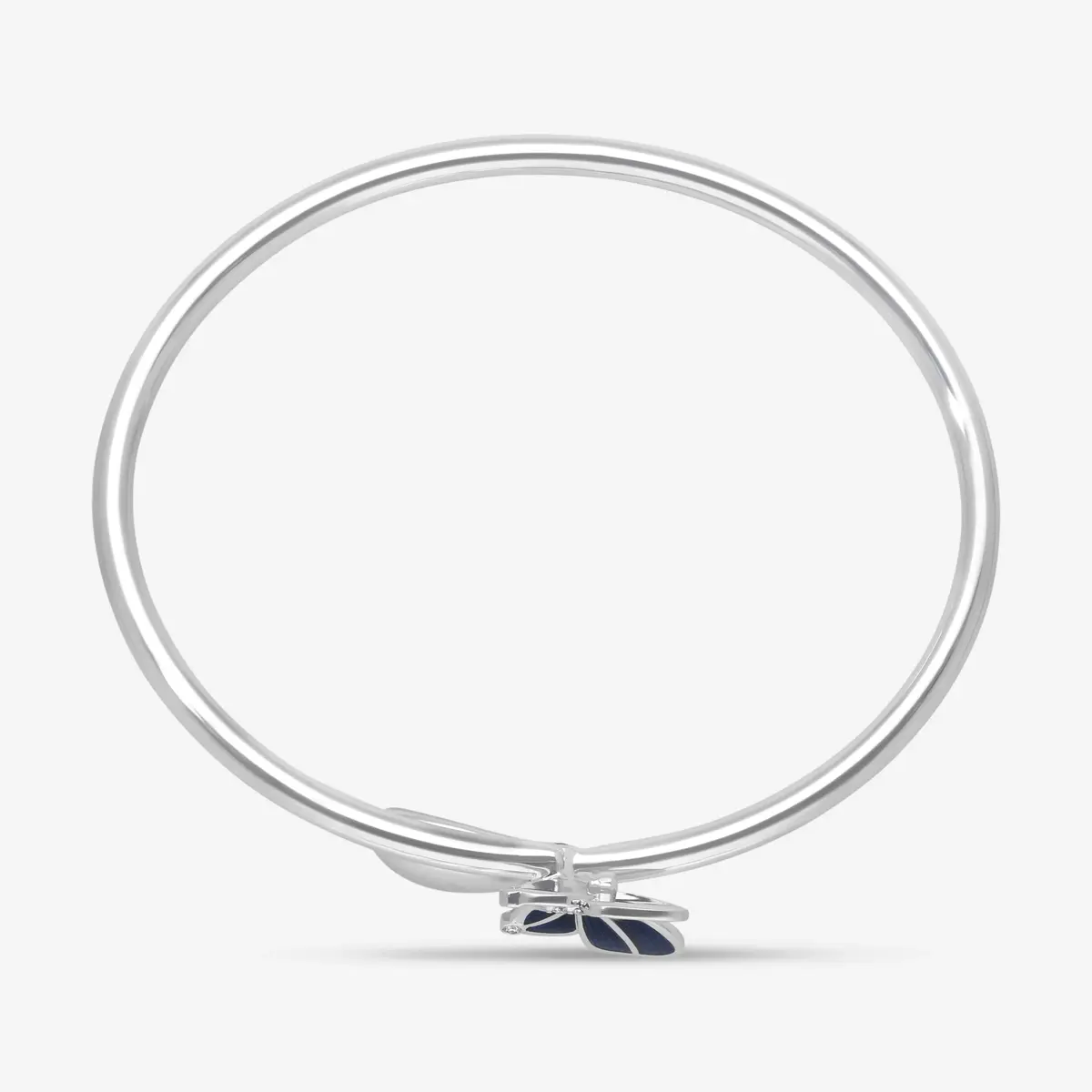 Fabergé Fabergé 18K White Gold Blue Enamel Butterfly and Egg Cross Over Medium Size Bangle Bracelet by The Solist | Thumbnail 2