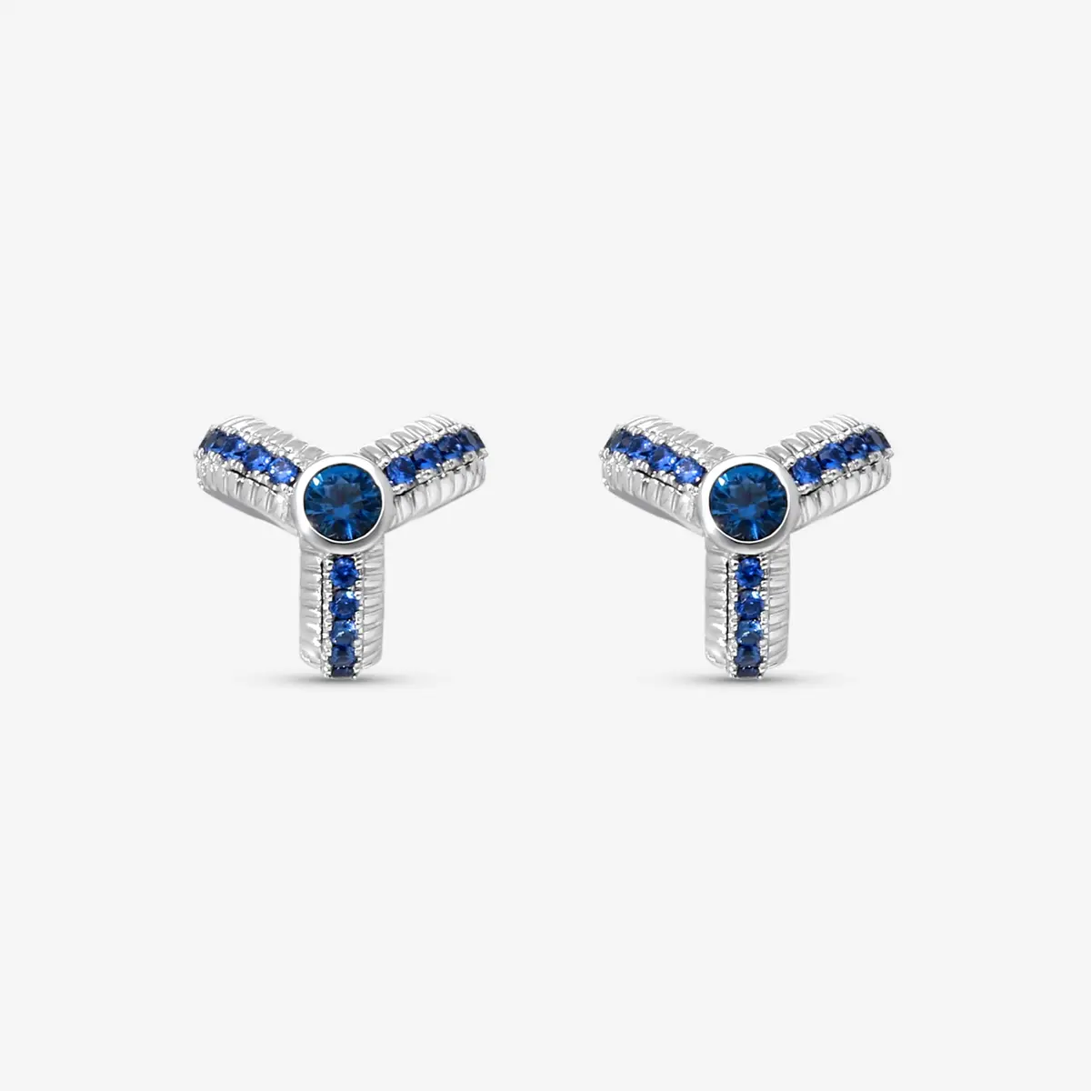 Fabergé Fabergé Colours of Love Trio 18K White Gold Blue Sapphire Fluted Stud Earrings by The Solist | Thumbnail 2 Fabergé Fabergé Colours of Love Trio 18K White Gold Blue Sapphire Fluted Stud Earrings by The Solist | Thumbnail 2