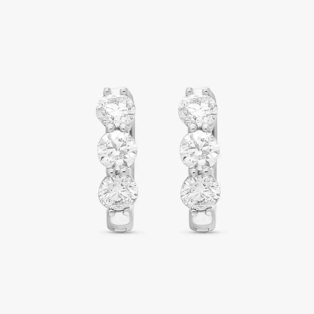 Ina Mar Ina Mar 18K White Gold Diamond 1.50ct.twd. Round Huggie Earrings by The Solist | Thumbnail 2 Ina Mar Ina Mar 18K White Gold Diamond 1.50ct.twd. Round Huggie Earrings by The Solist | Thumbnail 2