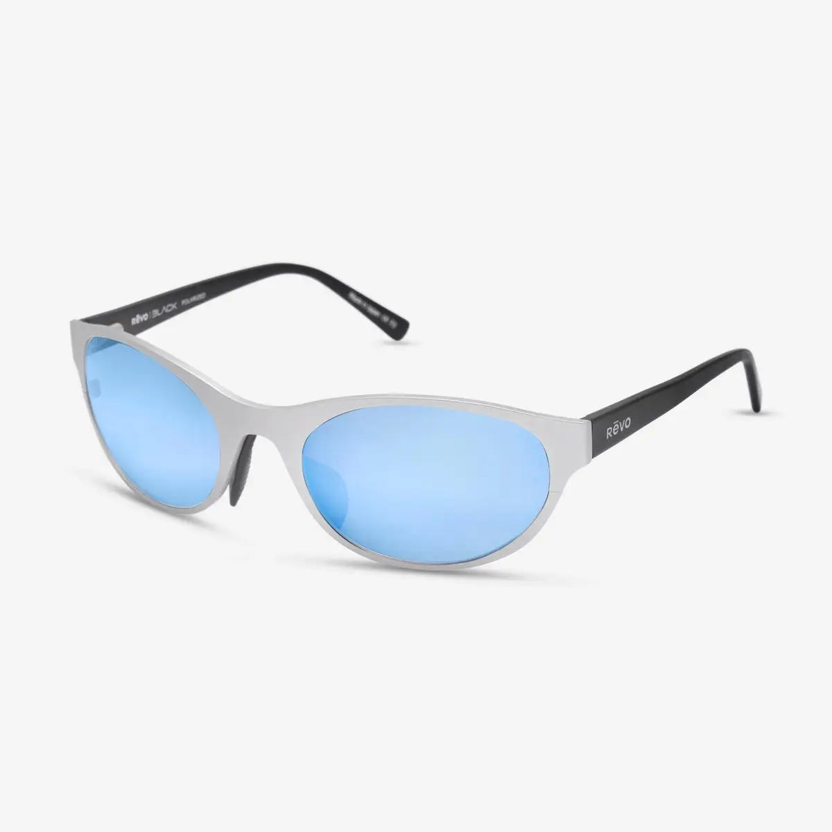 Revo Revo Icon Satin Chrome & Blue Oval Sunglasses by The Solist | Thumbnail 2