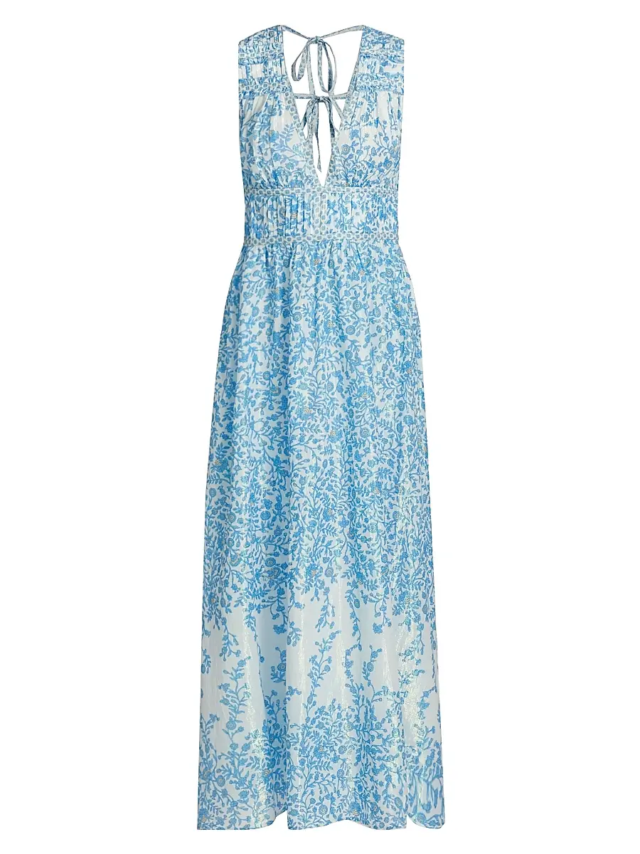 Poupette St Barth Women's Chiara Floral Cotton Maxi Dress - Blue Lazuli | Image 1 Poupette St Barth Women's Chiara Floral Cotton Maxi Dress - Blue Lazuli | Image 1