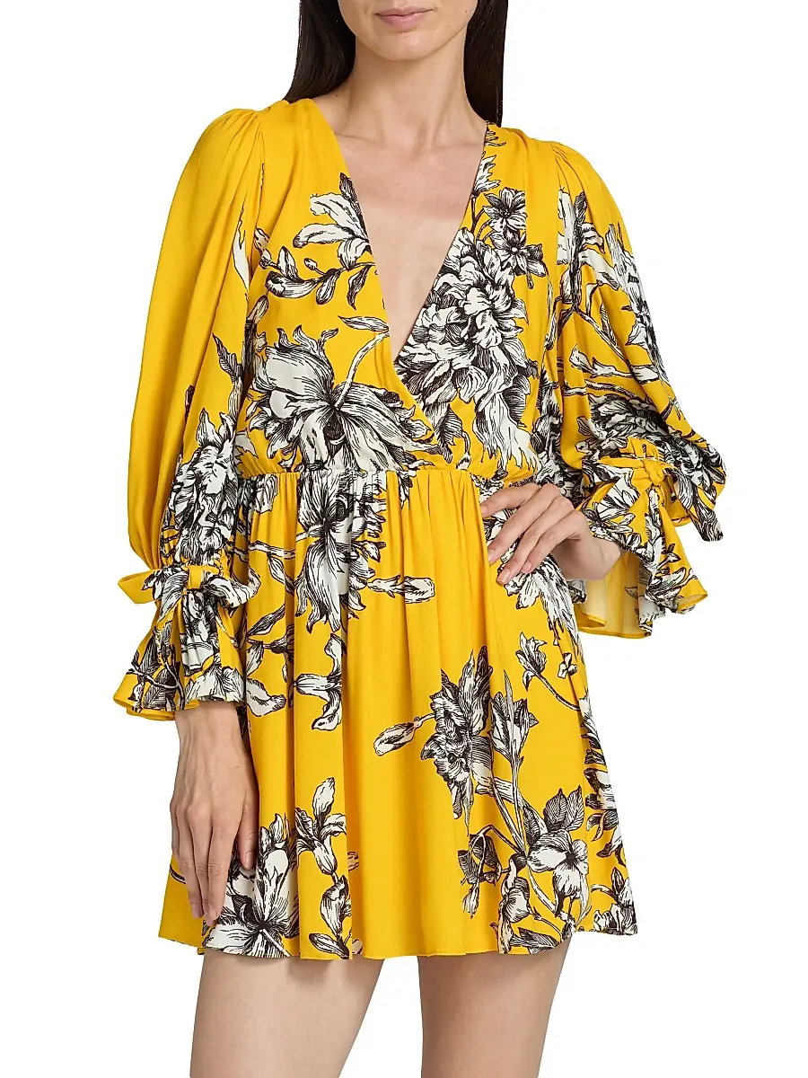 Alice + Olivia Women's Clarissa Floral Plunging Minidress | Thumbnail 3