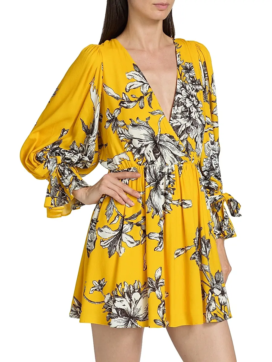 Alice + Olivia Women's Clarissa Floral Plunging Minidress | Thumbnail 4