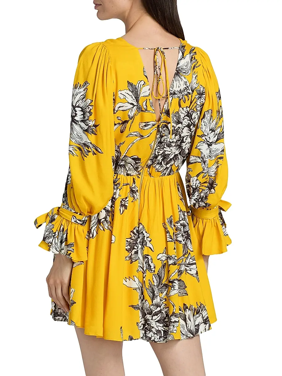 Alice + Olivia Women's Clarissa Floral Plunging Minidress | Thumbnail 5
