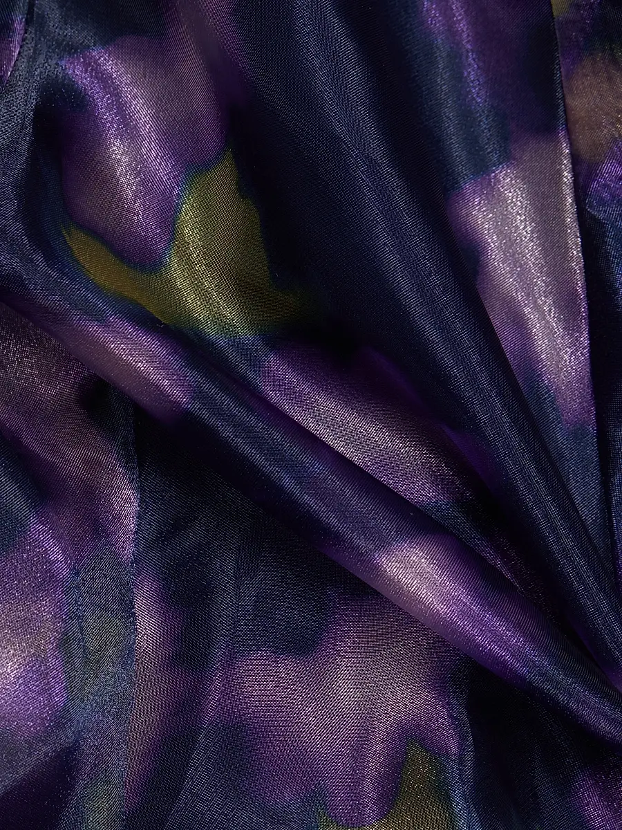 BCBGMAXAZRIA Women's Printed Organza Sleeveless Gown - Meadow Violet Floral Print | Thumbnail 7