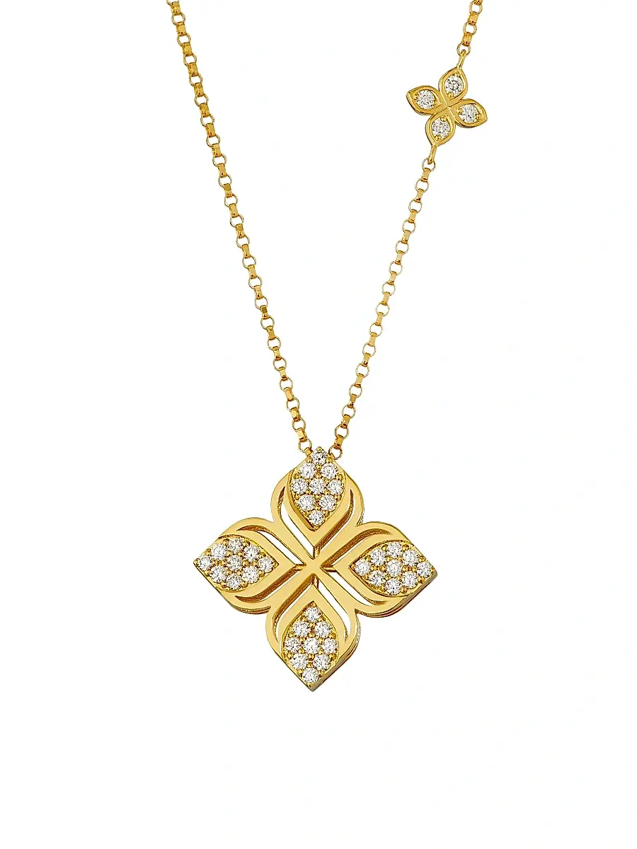 Women's Arabesque Flower 18K Yellow Gold & 0.35 TCW Diamond Pendant Necklace - Yellow Gold Women's Arabesque Flower 18K Yellow Gold & 0.35 TCW Diamond Pendant Necklace - Yellow Gold