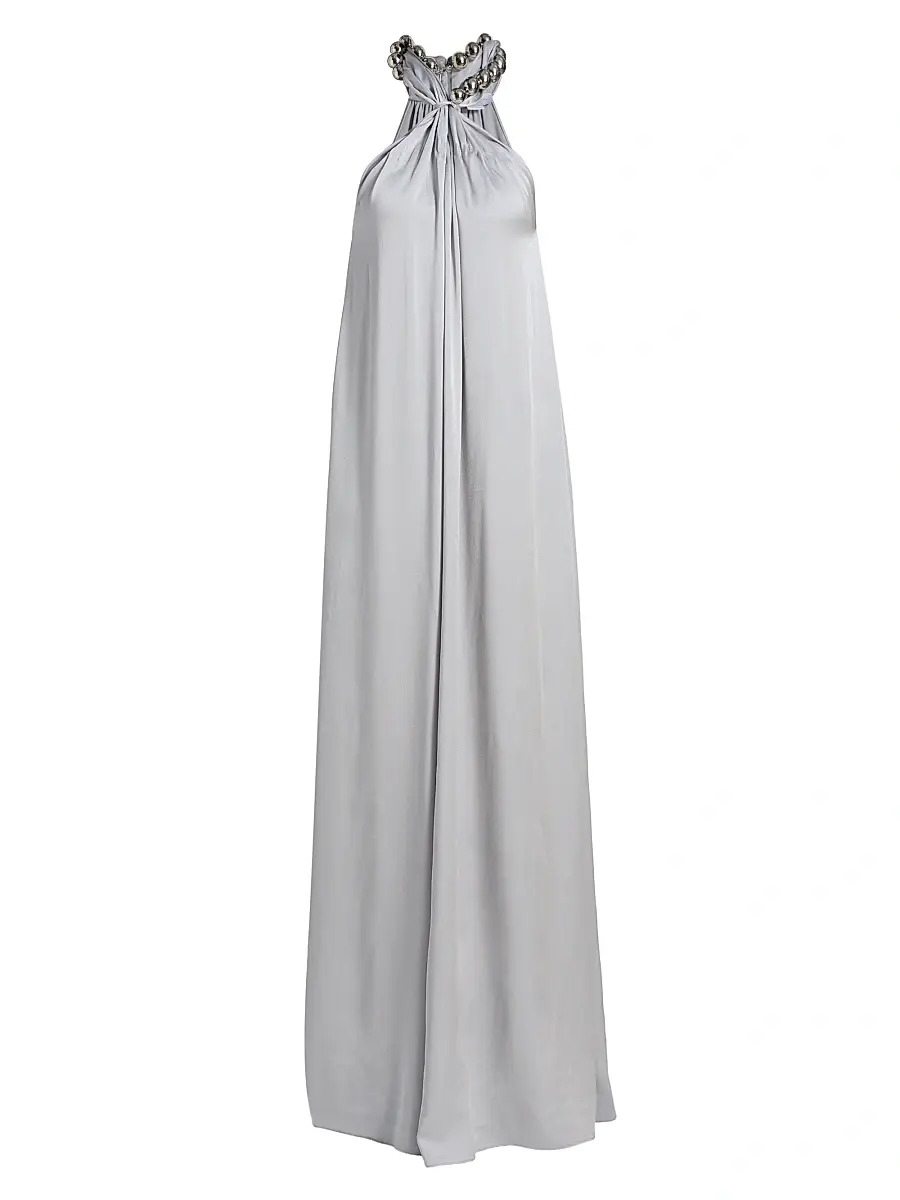 Stella McCartney Women's Sphere Embellished Halter Gown - Pearl Blue | Image 1 Stella McCartney Women's Sphere Embellished Halter Gown - Pearl Blue | Image 1