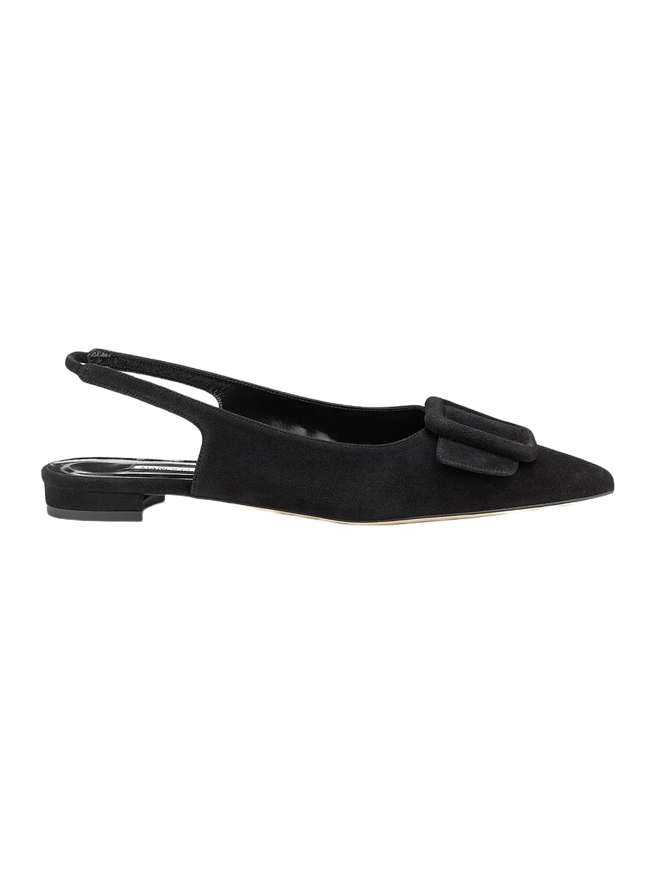 Manolo Blahnik Women's Maylura Suede Slingback Flats