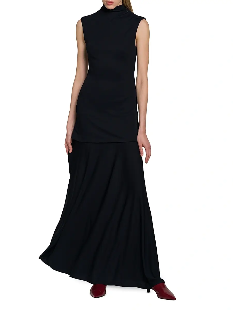 Jil Sander Women's Crepe Mock-Turtleneck Maxi Dress | Thumbnail 2 Jil Sander Women's Crepe Mock-Turtleneck Maxi Dress | Thumbnail 2