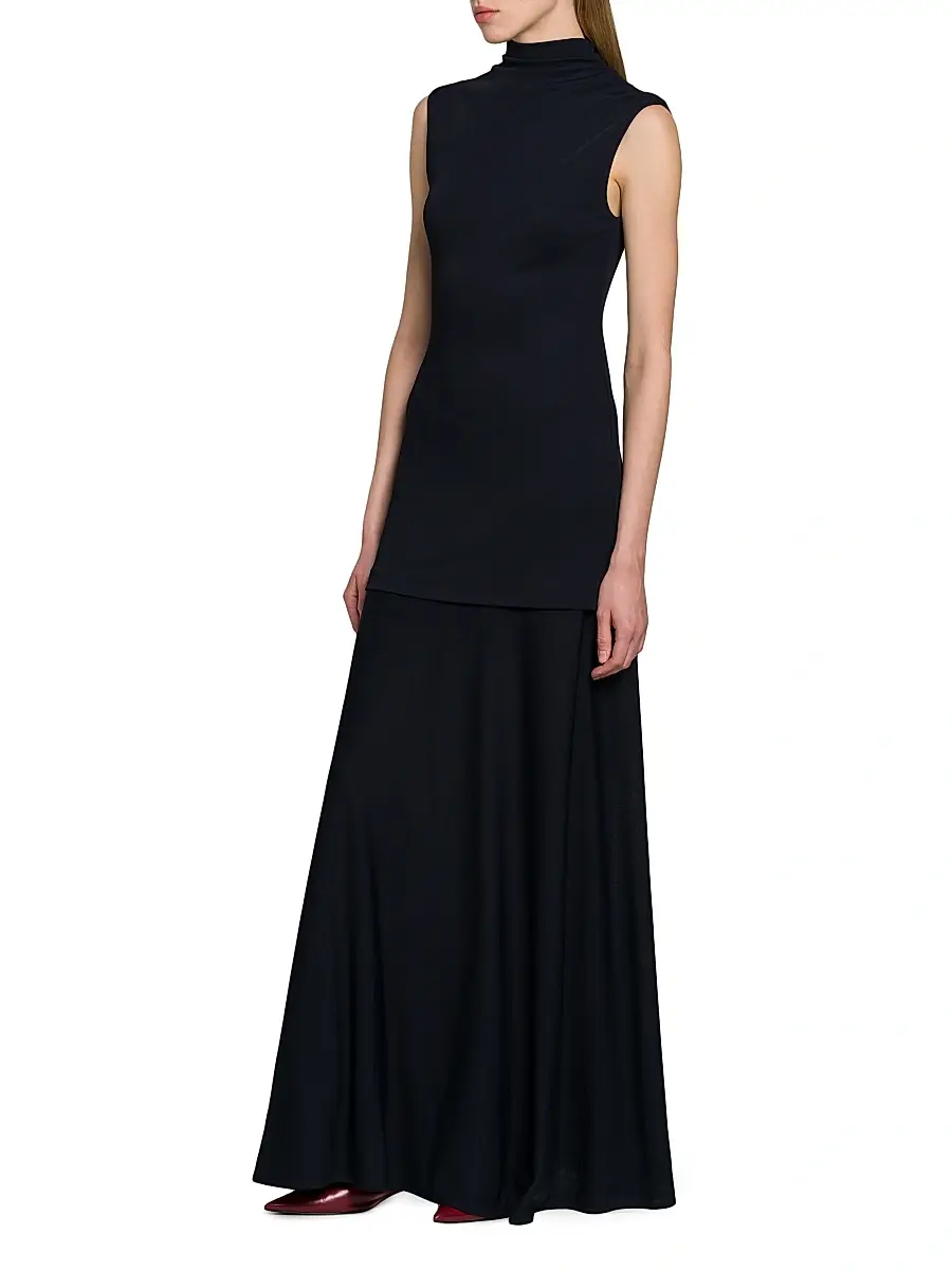 Jil Sander Women's Crepe Mock-Turtleneck Maxi Dress | Thumbnail 4 Jil Sander Women's Crepe Mock-Turtleneck Maxi Dress | Thumbnail 4