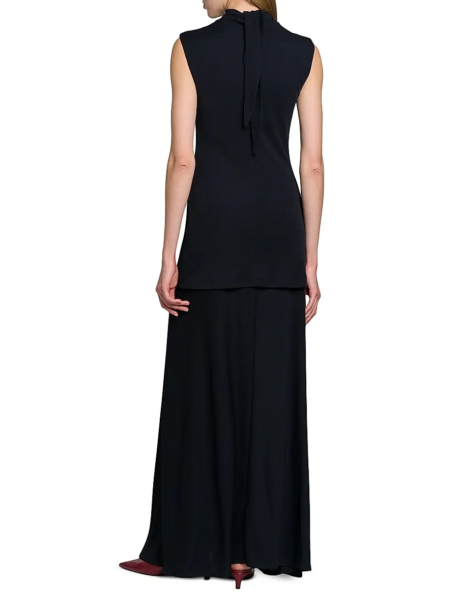 Jil Sander Women's Crepe Mock-Turtleneck Maxi Dress | Thumbnail 5 Jil Sander Women's Crepe Mock-Turtleneck Maxi Dress | Thumbnail 5