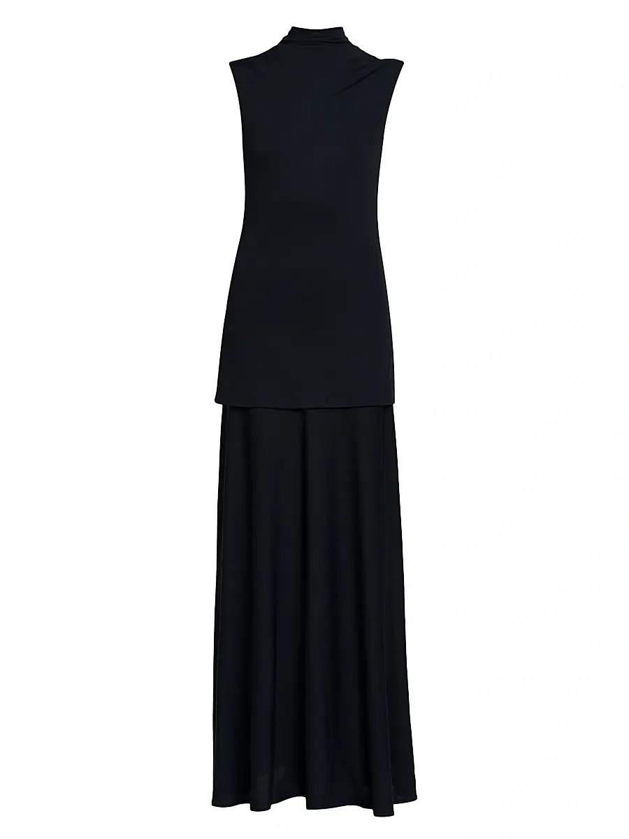 Jil Sander Women's Crepe Mock-Turtleneck Maxi Dress