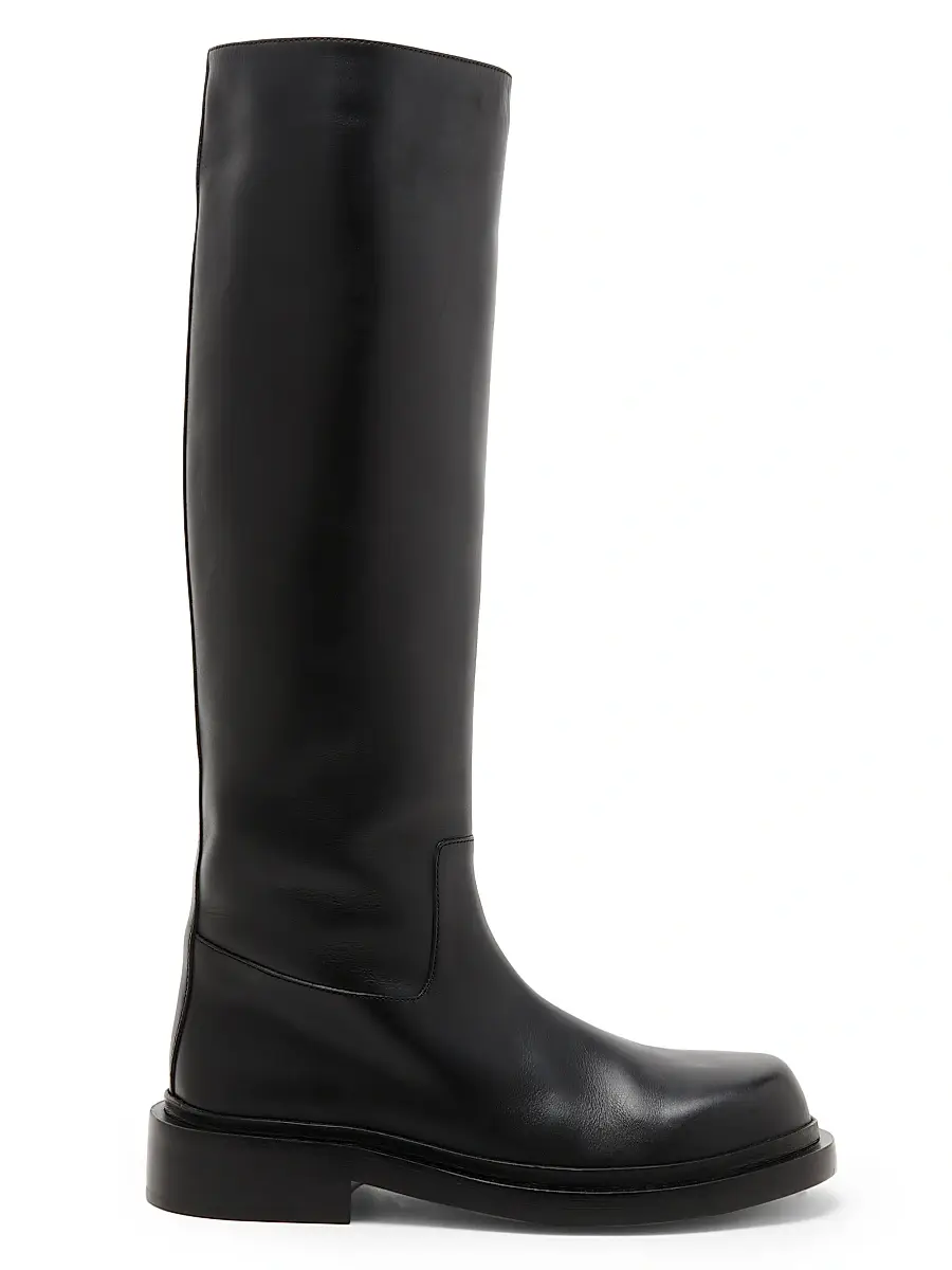 Women's Leather Knee-High Boots - Black Women's Leather Knee-High Boots - Black