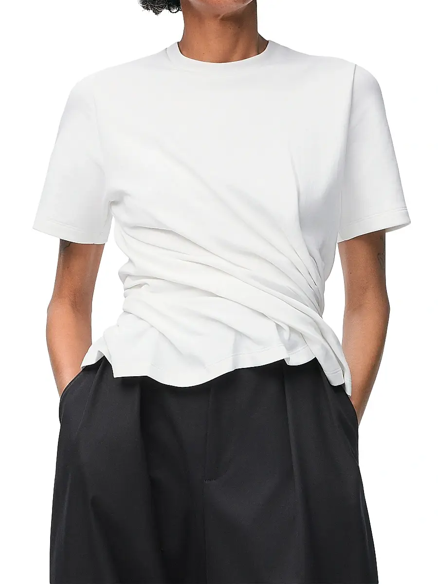 LOEWE Women's Twisted Crewneck Cotton Top - White | Thumbnail 3 LOEWE Women's Twisted Crewneck Cotton Top - White | Thumbnail 3
