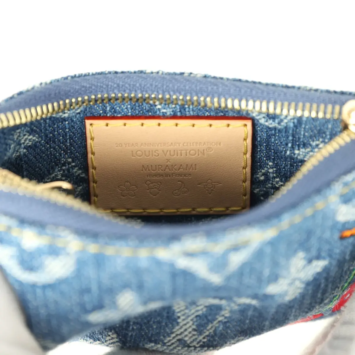 Louis Vuitton Louis Vuitton X Takashi Murakami Key Pouch Denim Monogram Cherry Gold Hardware | Thumbnail 8 Louis Vuitton Louis Vuitton X Takashi Murakami Key Pouch Denim Monogram Cherry Gold Hardware | Thumbnail 8