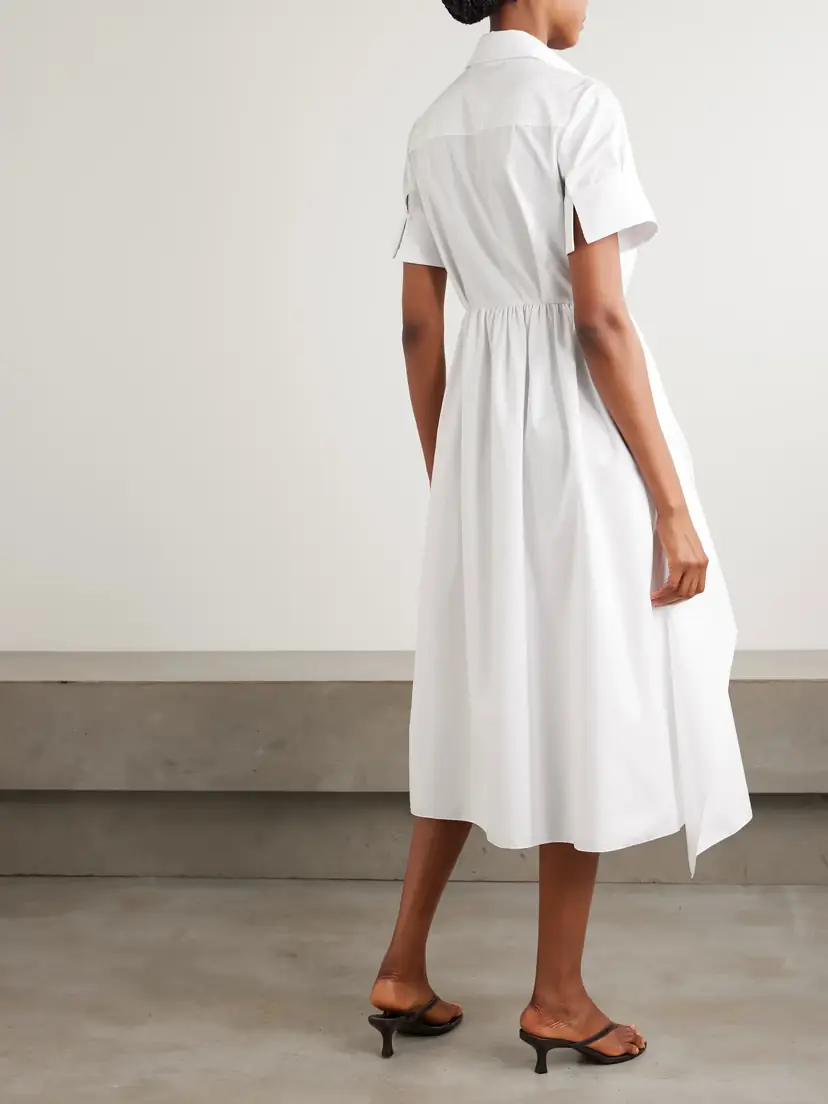 Erdem Embroidered Gathered Cotton-poplin Midi Shirt Dress | Thumbnail 3