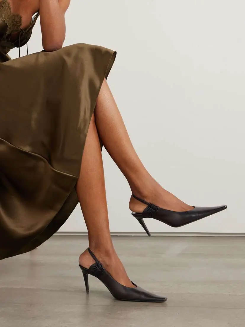 Saint Laurent Anne Marie Gathered Leather Slingback Pumps | Thumbnail 2