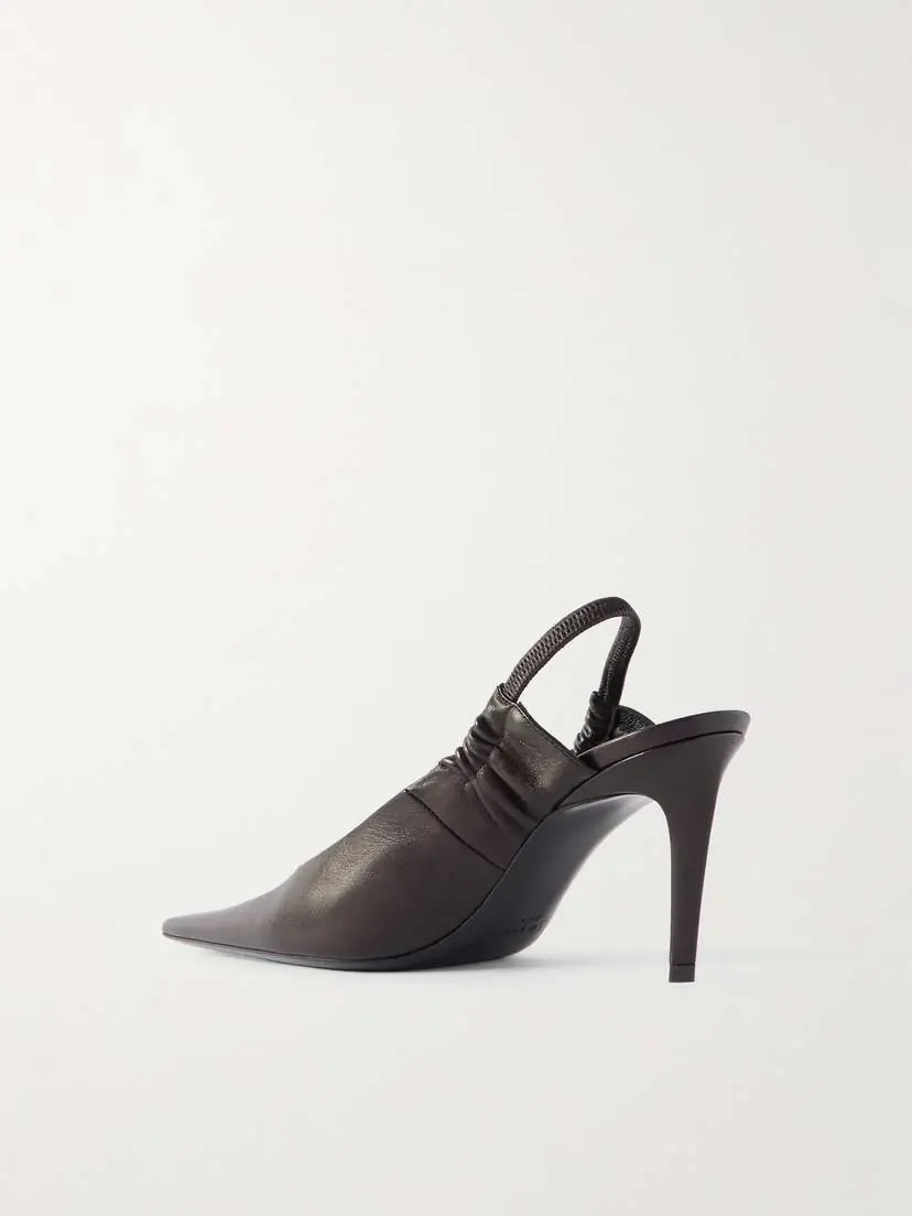 Saint Laurent Anne Marie Gathered Leather Slingback Pumps | Thumbnail 3