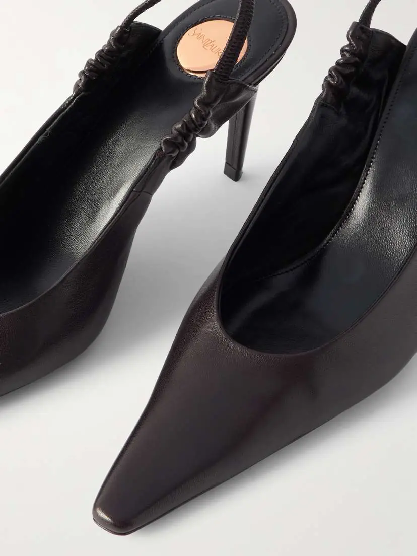 Saint Laurent Anne Marie Gathered Leather Slingback Pumps | Thumbnail 4