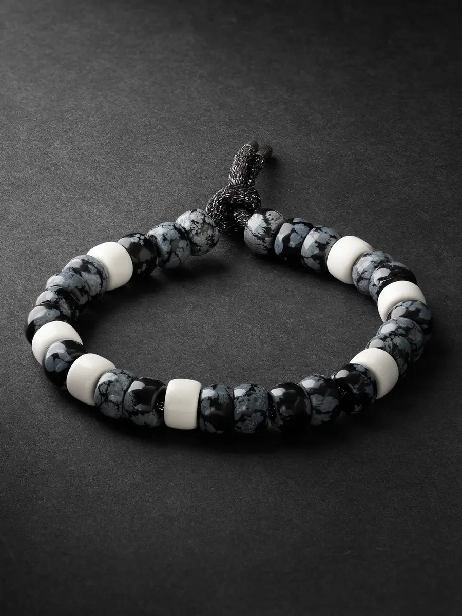 Forte Beads Blackened Gold, Obsidian and Magnesite Bracelet - Men