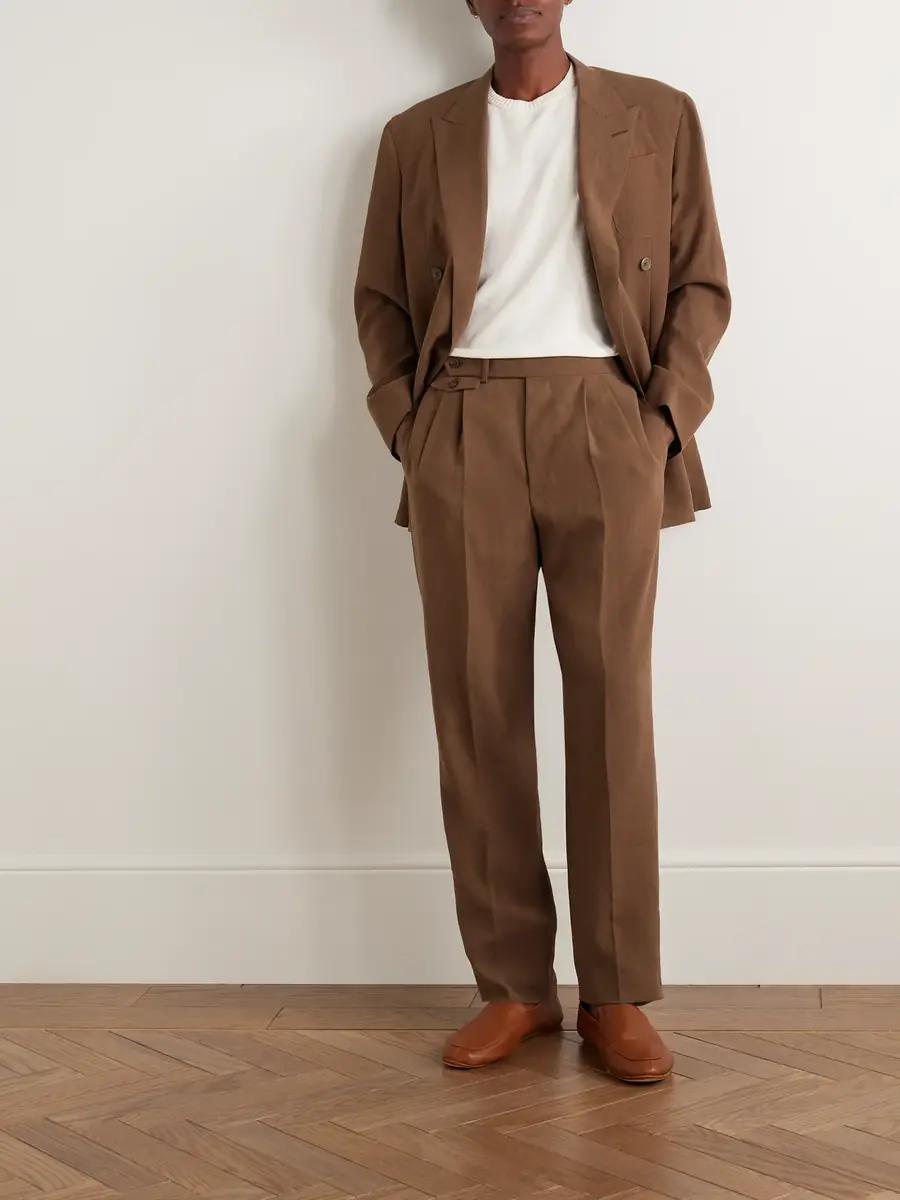 dunhill Straight-Leg Pleated Linen Suit Trousers - Men | Thumbnail 2 dunhill Straight-Leg Pleated Linen Suit Trousers - Men | Thumbnail 2
