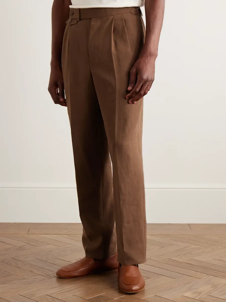 dunhill Straight-Leg Pleated Linen Suit Trousers - Men | Thumbnail 3 dunhill Straight-Leg Pleated Linen Suit Trousers - Men | Thumbnail 3