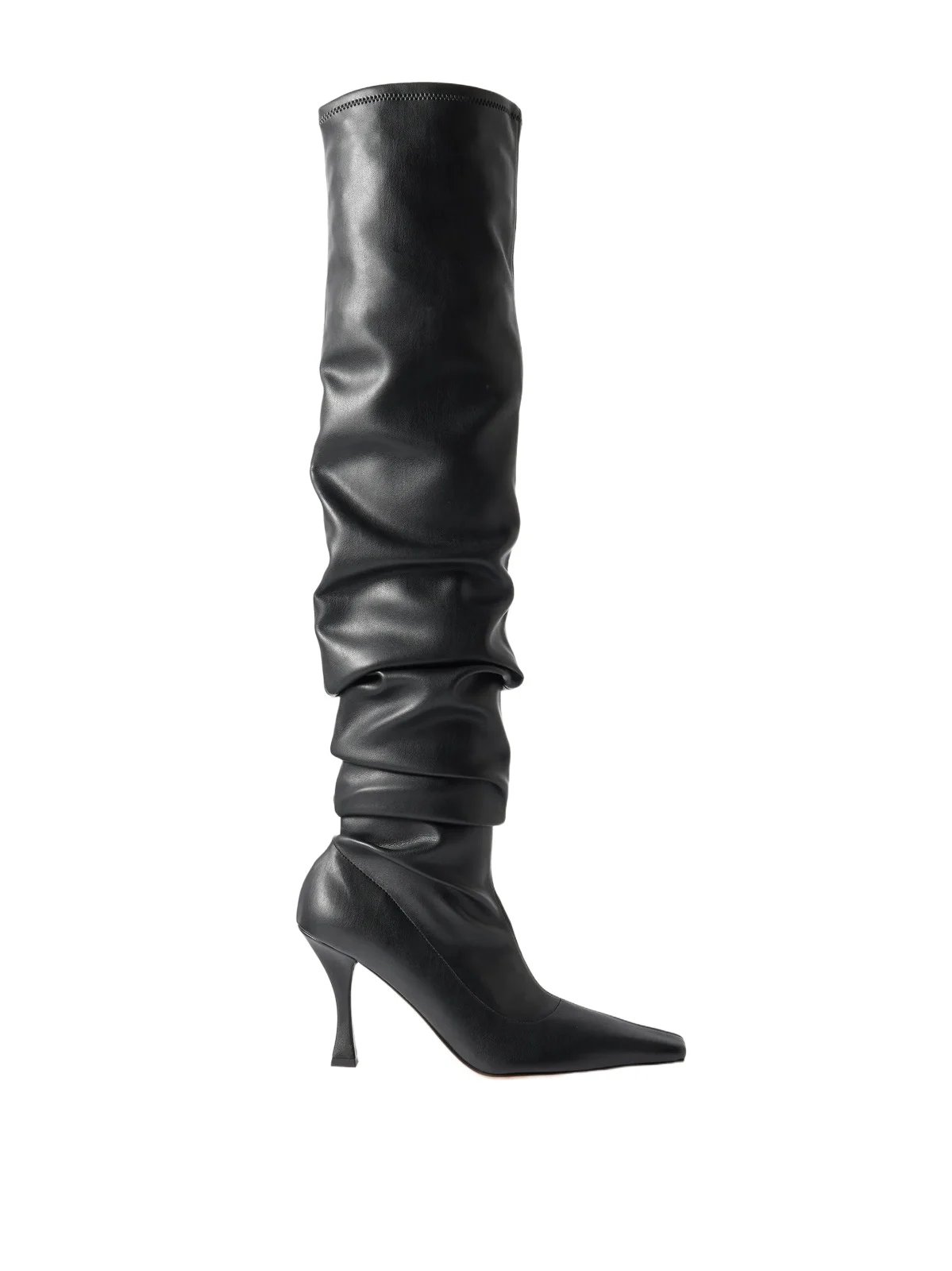 Trap Ruched Leather Over-the-knee Boots