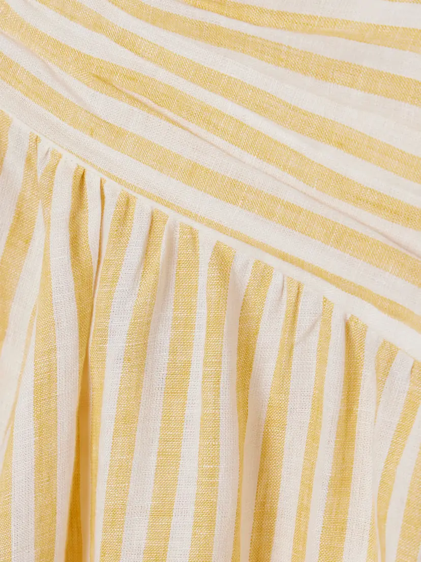 Zimmermann Cascadian Cutout Ruched Striped Linen Midi Dress | Thumbnail 4