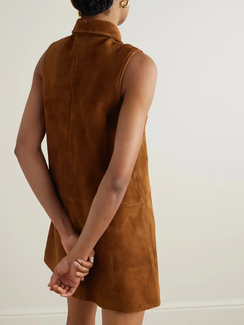Frame Paneled Suede Mini Shirt Dress | Thumbnail 3
