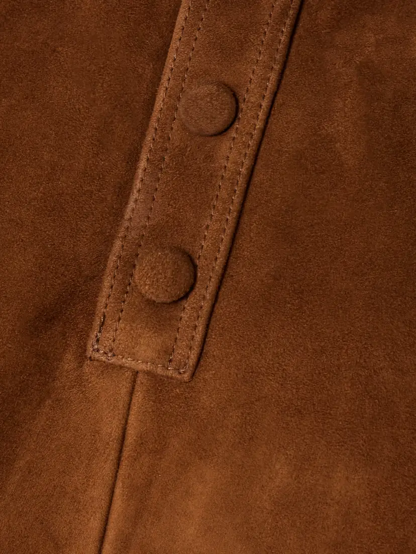 Frame Paneled Suede Mini Shirt Dress | Thumbnail 4