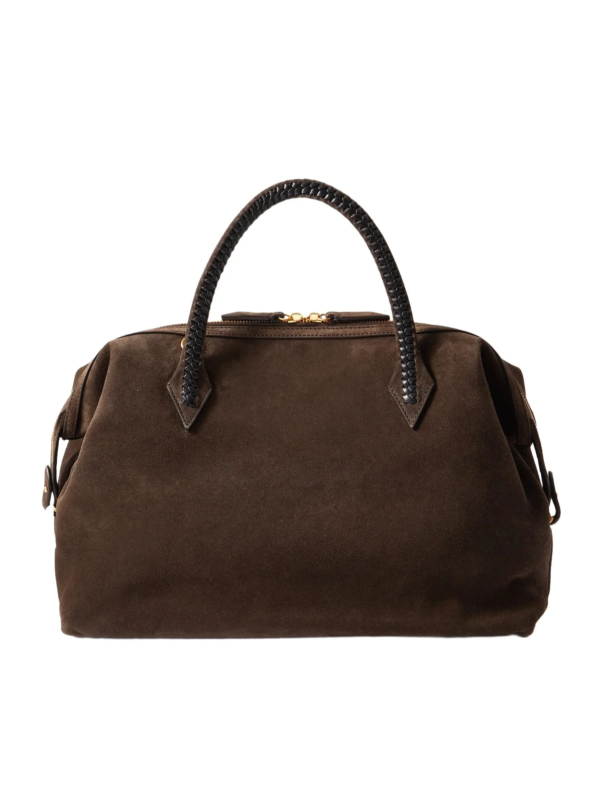 Perriand City Medium Braided Leather-trimmed Suede Tote Perriand City Medium Braided Leather-trimmed Suede Tote