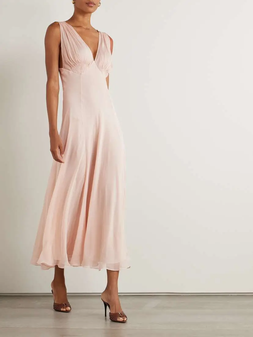 Saint Laurent Pleated Silk-chiffon Maxi Dress | Thumbnail 2