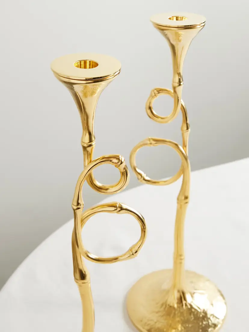 L'Objet Evoca Set Of Two Gold-plated Candlesticks | Thumbnail 3