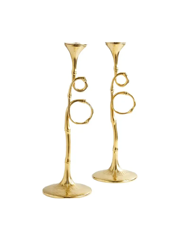 L'Objet Evoca Set Of Two Gold-plated Candlesticks