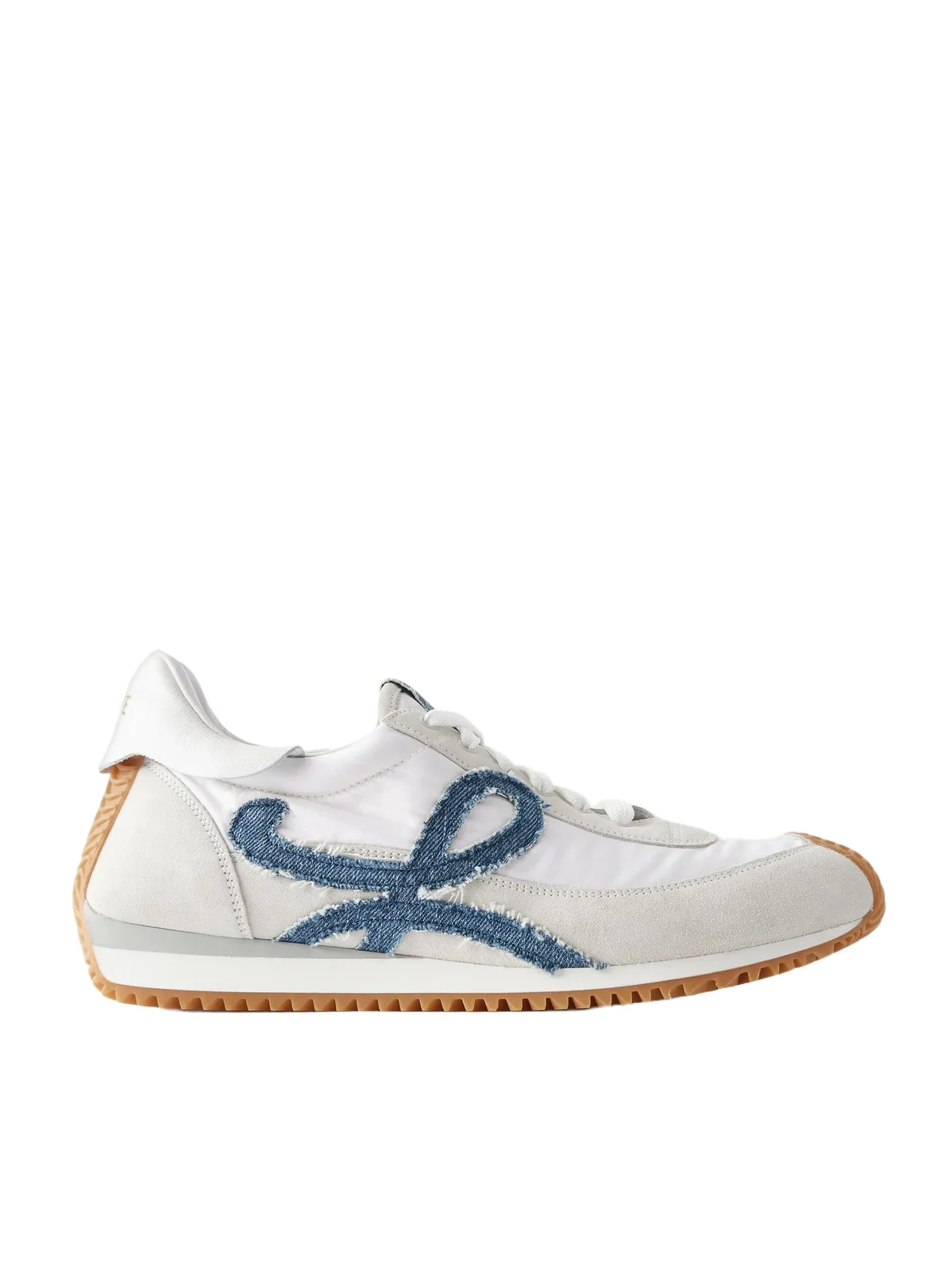 Loewe Flow Runner Denim-trimmed Shell And Suede Sneakers - White