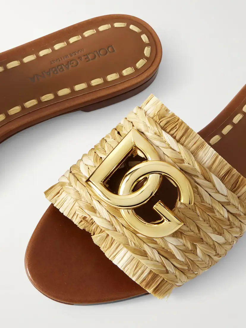 Dolce & Gabbana Embellished Braided Raffia Sandals | Thumbnail 4 Dolce & Gabbana Embellished Braided Raffia Sandals | Thumbnail 4