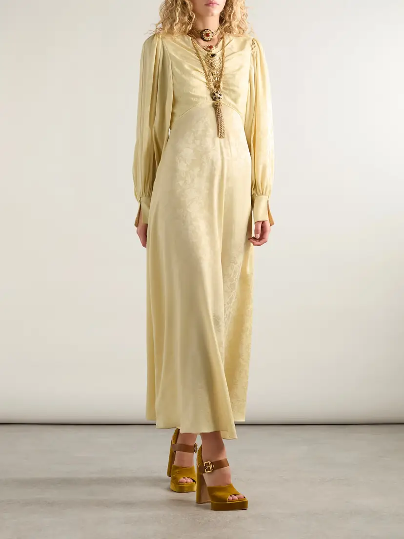 Chloé Floral-jacquard Silk-satin Midi Dress | Thumbnail 2 Chloé Floral-jacquard Silk-satin Midi Dress | Thumbnail 2