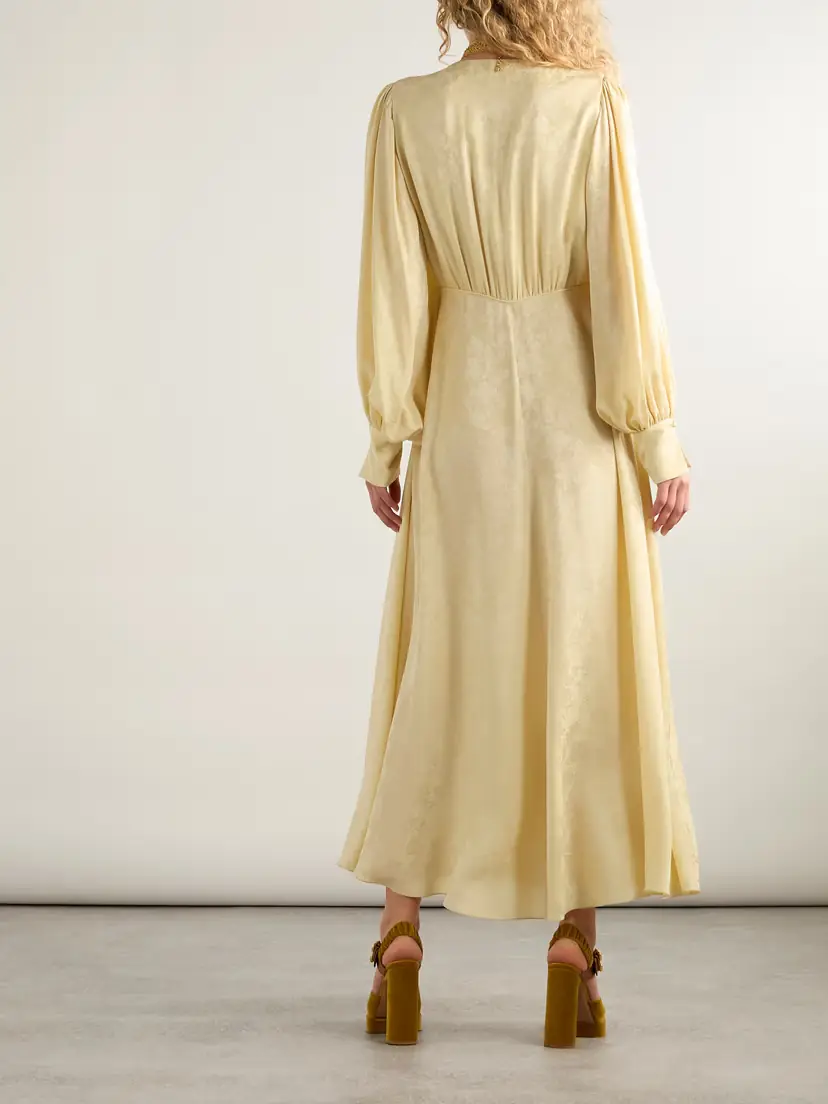 Chloé Floral-jacquard Silk-satin Midi Dress | Thumbnail 3 Chloé Floral-jacquard Silk-satin Midi Dress | Thumbnail 3