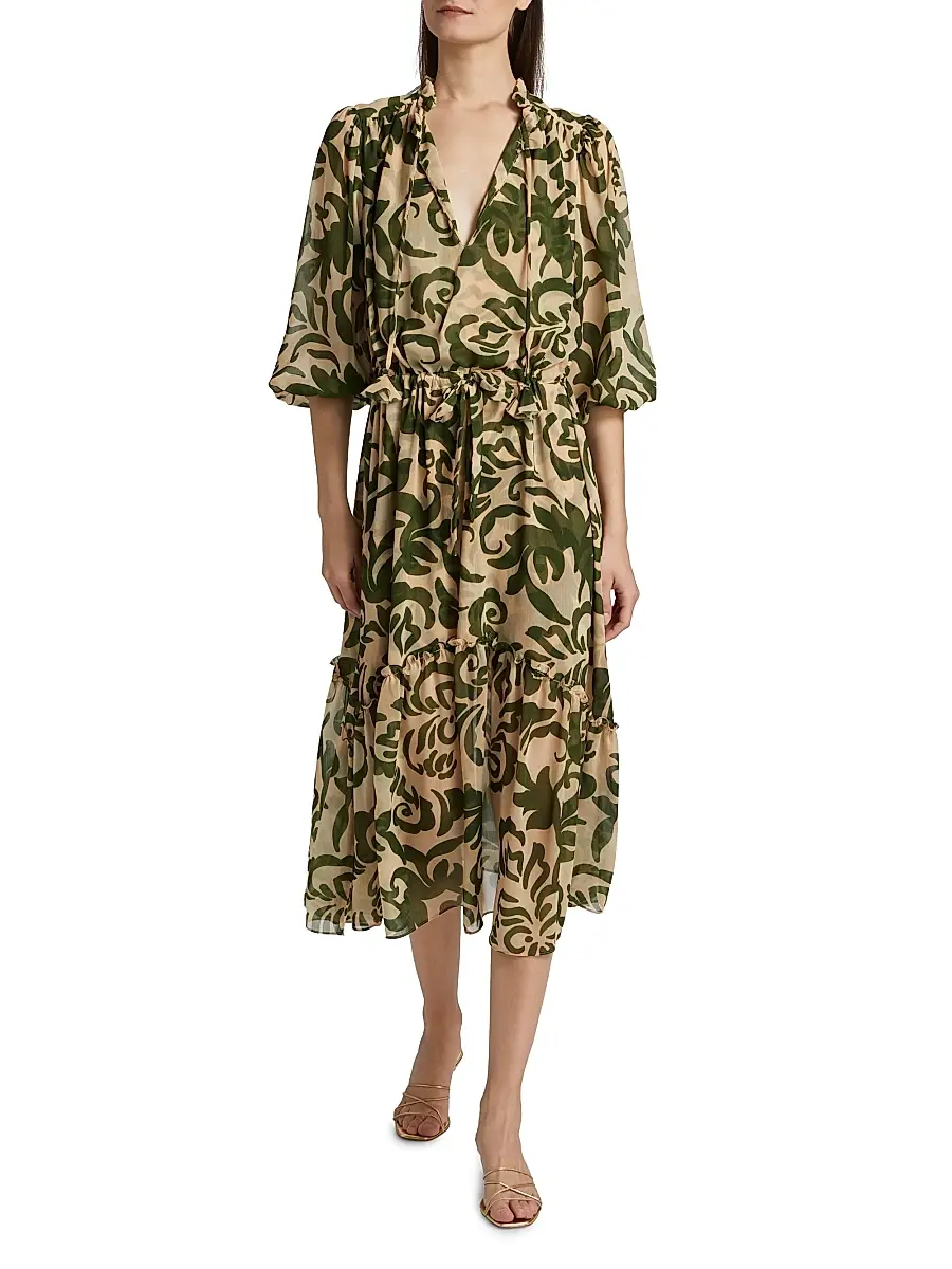 Misa Los Angeles Women's Olivia Printed Chiffon Midi-Dress | Thumbnail 2 Misa Los Angeles Women's Olivia Printed Chiffon Midi-Dress | Thumbnail 2