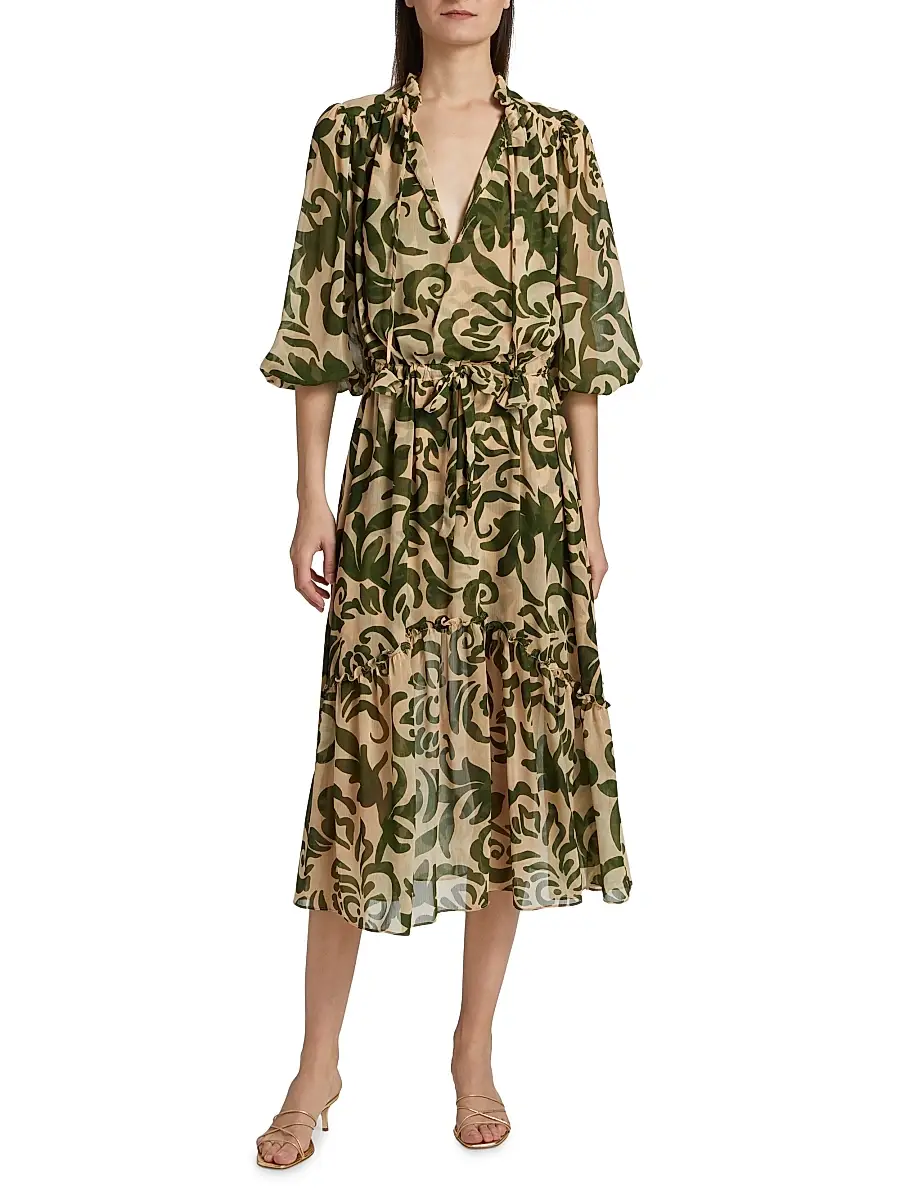 Misa Los Angeles Women's Olivia Printed Chiffon Midi-Dress | Thumbnail 3 Misa Los Angeles Women's Olivia Printed Chiffon Midi-Dress | Thumbnail 3
