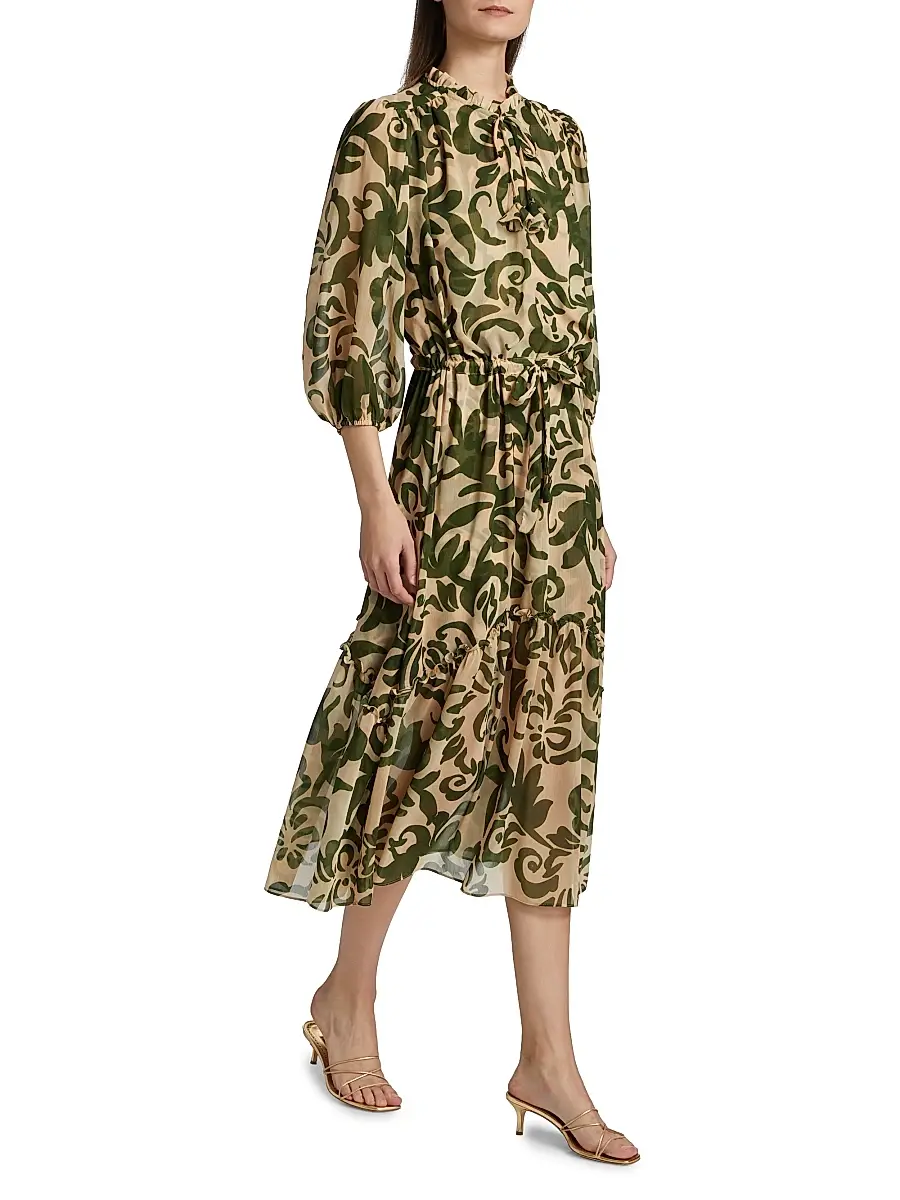 Misa Los Angeles Women's Olivia Printed Chiffon Midi-Dress | Thumbnail 4 Misa Los Angeles Women's Olivia Printed Chiffon Midi-Dress | Thumbnail 4