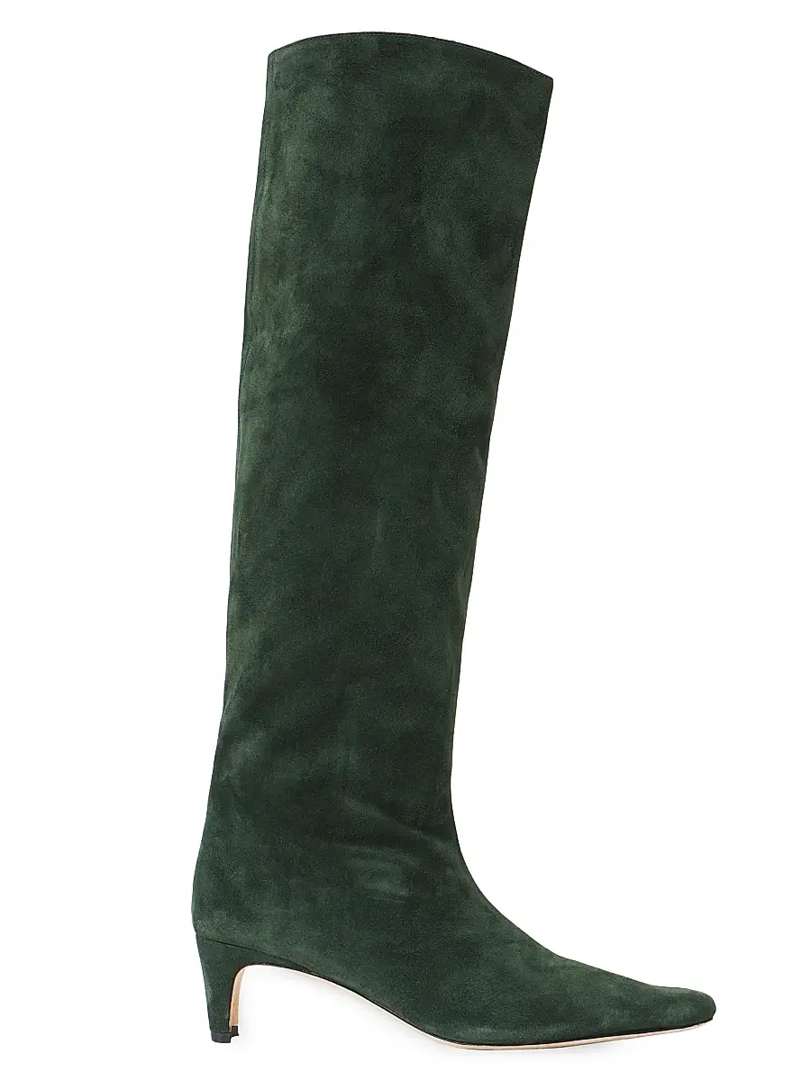 Staud Women's Wally Suede Knee-High Boots - Pine | Image 1 Staud Women's Wally Suede Knee-High Boots - Pine | Image 1