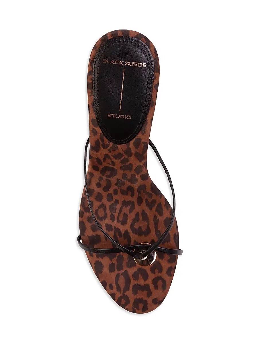 Black Suede Studio Women's Gem 65MM Leopard Sandals | Thumbnail 5 Black Suede Studio Women's Gem 65MM Leopard Sandals | Thumbnail 5