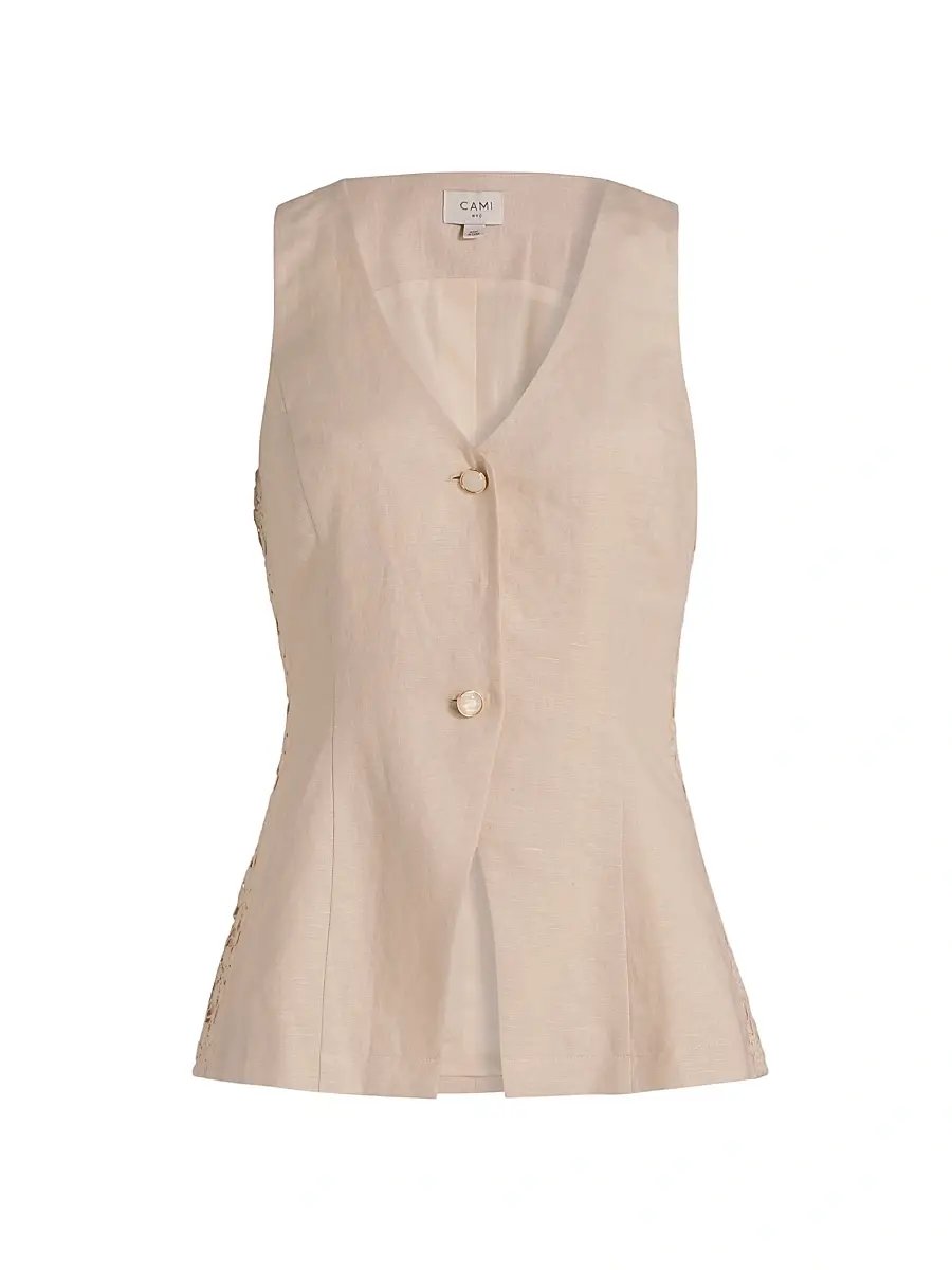 Cami NYC Women's Sabella Linen-Cotton Vest - Cannoli | Image 1 Cami NYC Women's Sabella Linen-Cotton Vest - Cannoli | Image 1