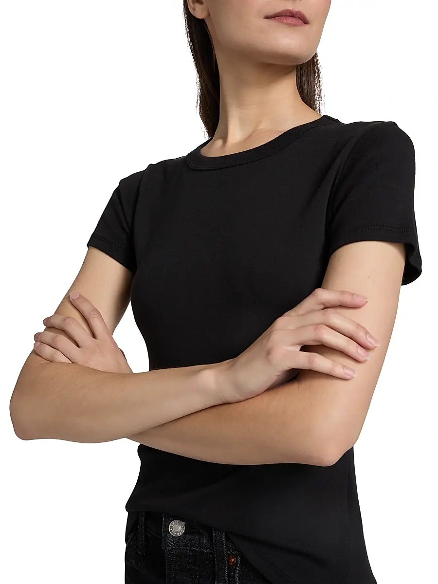 Leset Women's Nando Slim Fit Cotton T-Shirt - Black | Thumbnail 13